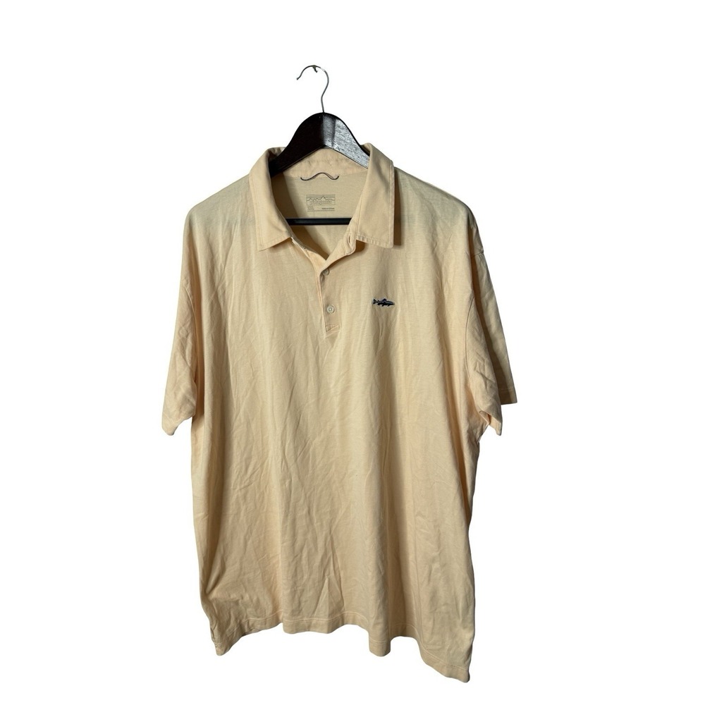 Patagonia Worn Wear Men's XXL Peach Polo Trout Organic Cotton Short Sleeve Shirt